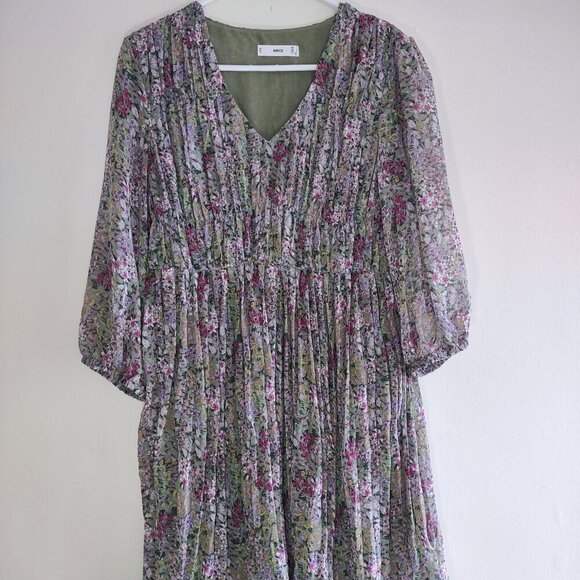 MNG Mango Floral Mini Dress Garden Indie Cottage Coquette Praire Flowy Size 6 - Picture 6 of 11